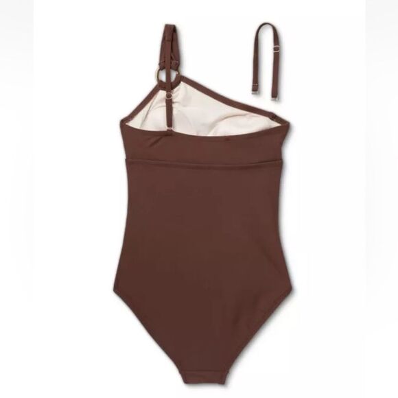 Kona Sol Asymmetric One Piece Brown swimsuit Size XS - Picture 2 of 12